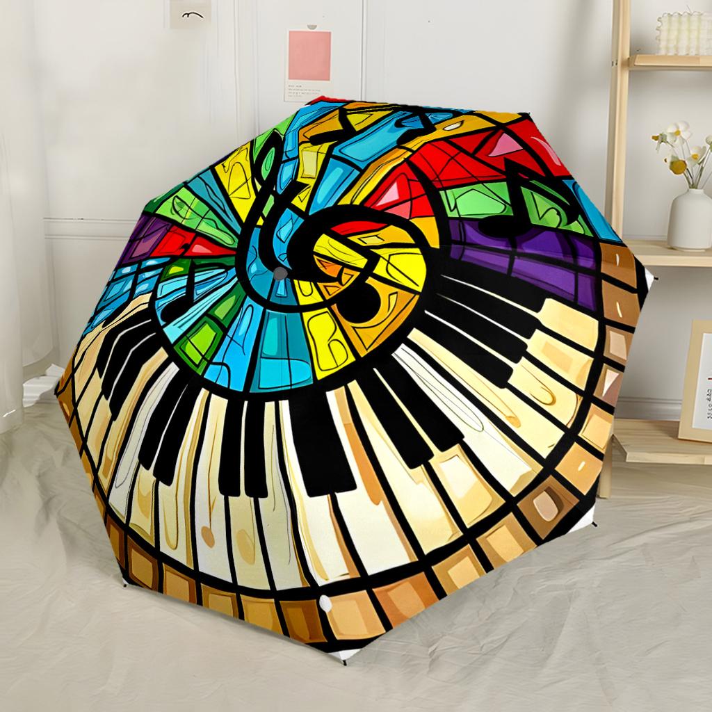 Music And Art Harmony Portable Automatic Umbrella Retractable Design with 8-Rib Durability Foldable Design for Outdoor Daily Use Fashion Lovers