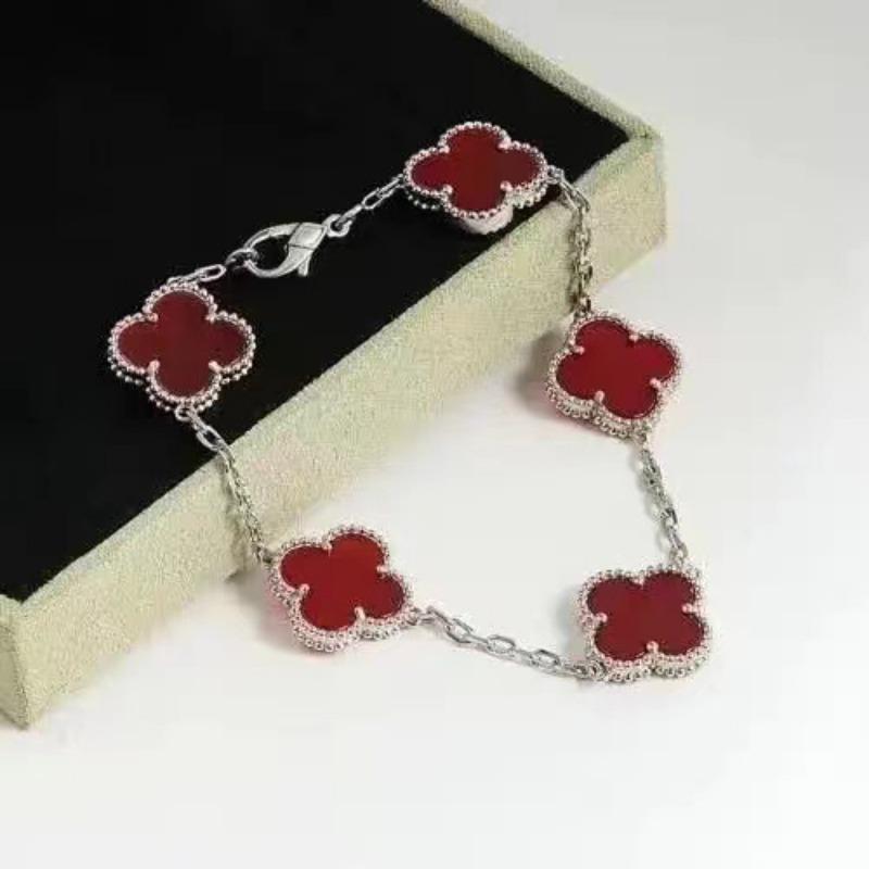 15Mm Four-Leaf Clover Five Flowers Bracelet High-Grade Titanium Steel Bracelet Fashionable Versatile Lucky Four-Leaf Clover Jewellery