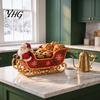 Retro Christmas Decoration Santa Sleigh Table Centerpiece, Multi?Compartment Candy Fruit Serving Bowl, Holiday Home Ornament Festive Tabletop