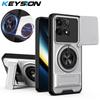 KEYSION Magnetic Phone Case for Xiaomi POCO F6 Slide Camera Lens Protection Upright Kickstand 360°Ring Shockproof Back Cover