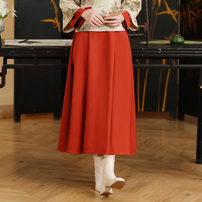 Damen Retro Chinesischer Stil Tang Anzug Cheongsam Oberteil & Hanfu Set – Herbst/Winter Teeanzug