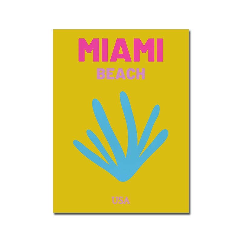 Colorful Travel Poster Maximalist Art Print Mykonos Ibiza Maimi Bondi Canvas Painting Wall Picture For Living Room Bedroom Decor