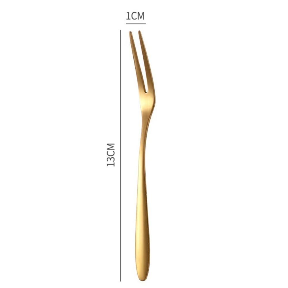 Stainless Steel Fruit Fork Tableware Long Handle Fruit Stick Food Picks Two-tine Small Toothpick Kitchen Accessories