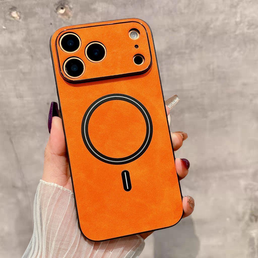 Luxury Wireless Charging Magnetic Cortex Leather Phone Case For iPhone 17 16 14 13 12 15 17 Pro Max Air Shockproof Bumper Cover