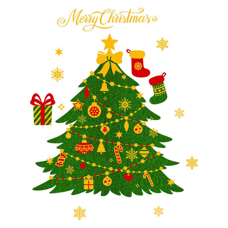 Santa Claus Reindeer Electrostatic Glass Window Display Scene Arrangement Shopping Mall Decoration Atmosphere Stickers