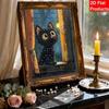 DIY Framed Pearl Bead Art Kit Black Cat Rainy Window Pattern Sparkling Canvas Painting Relaxing Handmade Craft Gift for Home Wall Decor Art Project