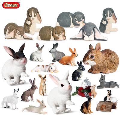 Oenux Lovely Farm Rabbit Bunny Model Action Figure Figurine Wild Desert Cottontail Hare Cute PVC Decoration Education Kid Toy