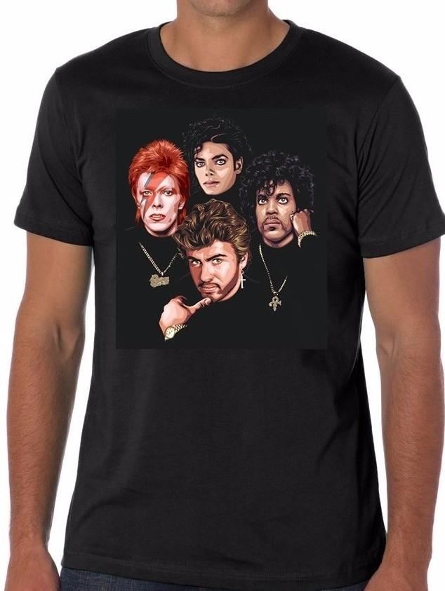 

The Greats Prince Michael Jackson David Bowie George Michaels T Shirt Music Unisex T-Shirt L