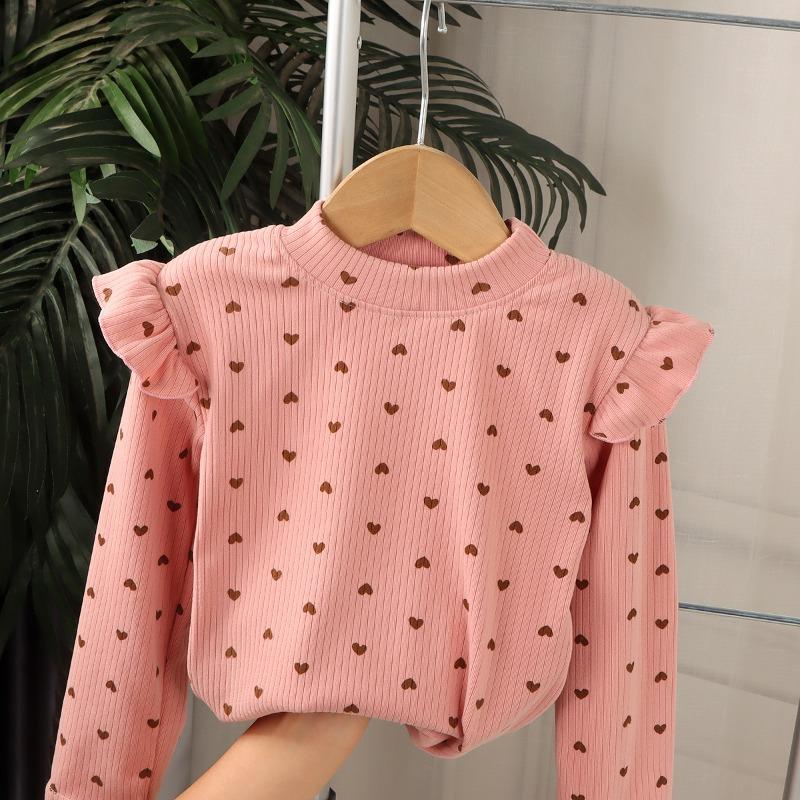 Children's Stylish Long-sleeved Versatile Printed Autumn-style Girls' Blouse with New Sleeves and Floral Print