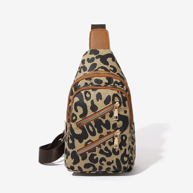 Trendy omn Bgs fashion casual travel messenger personalized double zipper leopard print chest bag