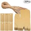 50pcs Kraft  Paper  Rectangular  Candy  Box Retro Style With Blank Label Linen Rope Abrasion Resistant Solid Color Wedding Party Gift Box