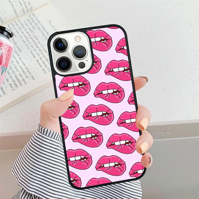 Sexy Mädchen Dame Rote Lippen Handyhülle Für iPhone 17 Air 16 15 14 plus 12 13 Pro max Weiche Stoßfängerhülle Cover coque