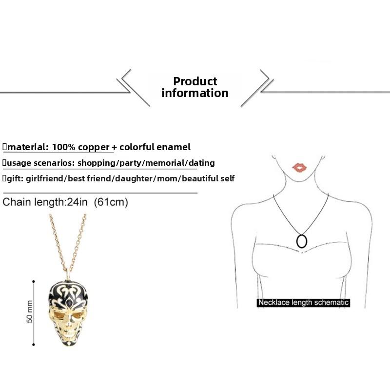 Meier Skull Necklace Long Exaggerated European and American Punk Style Pendant Halloween Best Selling