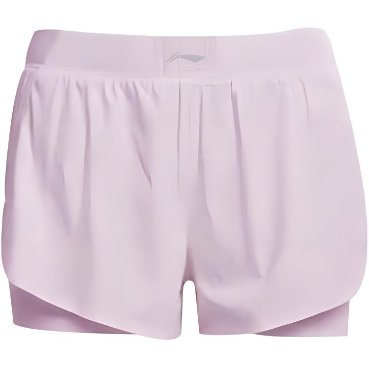Li-Ning Campus Series Quick-Dry Yoga Running Training Shorts Women Shorts Lotus-Pink Purple YKSU100-2