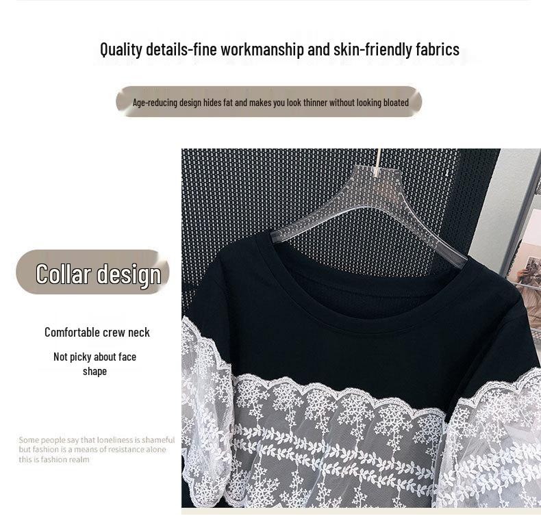 Plus Size Slimming Loose Mid-Length Short-Sleeve Women's T-Shirt (200/300/350 Jin) 