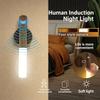 LED Motion Sensor Night Light USB Rechargeable, Imitation Wood Wall Lamp for Hallway Closet Stairway Wireless Induction Lighting
