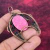 Thulite Gemstone Pendant Handmade Copper Wire Wrapped Jewelry Antique Pendant