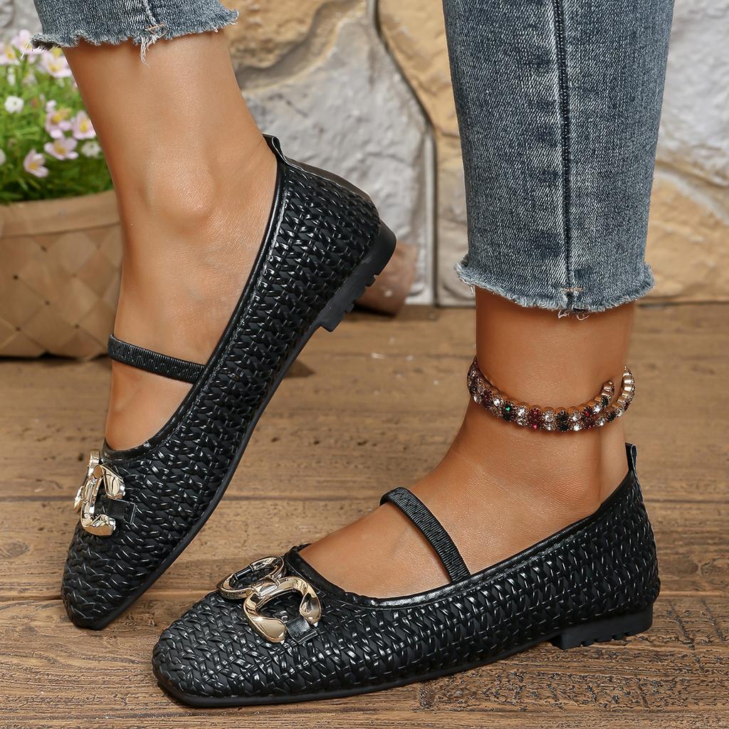 Fashion Fashion Leather Braid Mary Jane Shoes 2025 New Comfortable Breathable Ballet Flats Shoes Women Brand Designer Shoes Elegant