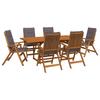 7 Piece Outdoor Dining Set Natural Solid Acacia Wood