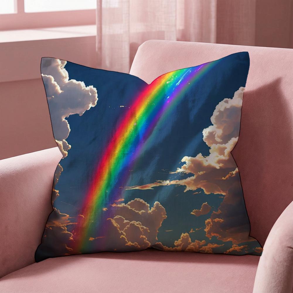R-Rainbow THEME Cushion Cover Multi-Scene Pillow Cover for Home & Car - Reversible, Soft & Durable for Daily Use