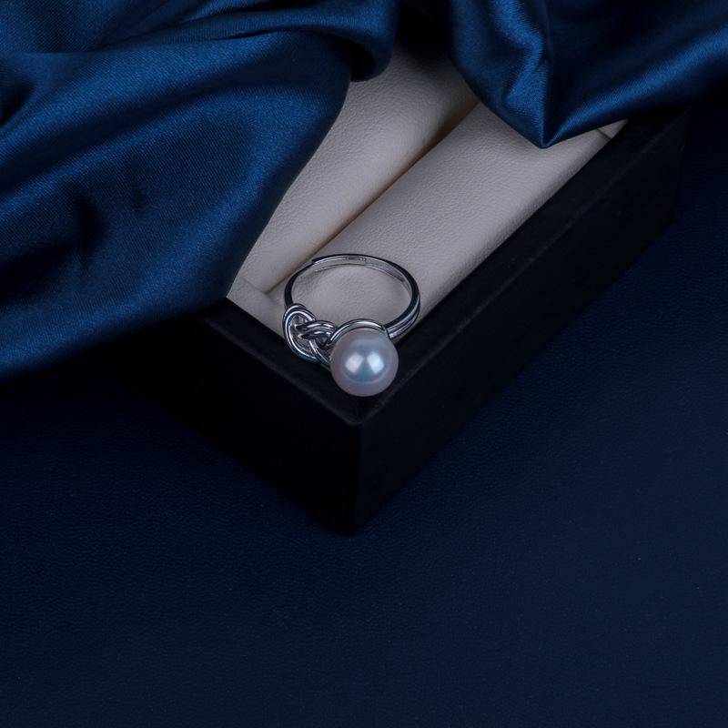 Freshwater Seedless Aurora Pearl Ring in S925 Silver - Elegant, Versatile Jewelry Adjustable Ring Size белый