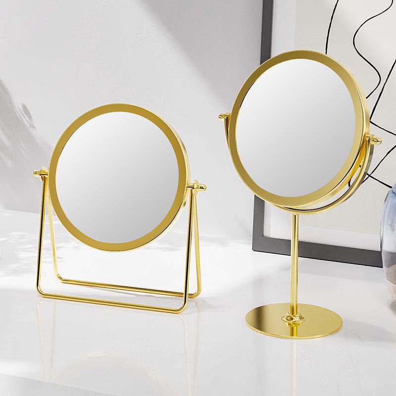 Specchio per Trucco da Tavolo Stile Ins Nordico - Ferro Battuto Metallico, da Tavolo e Utilizzabile da Studenti