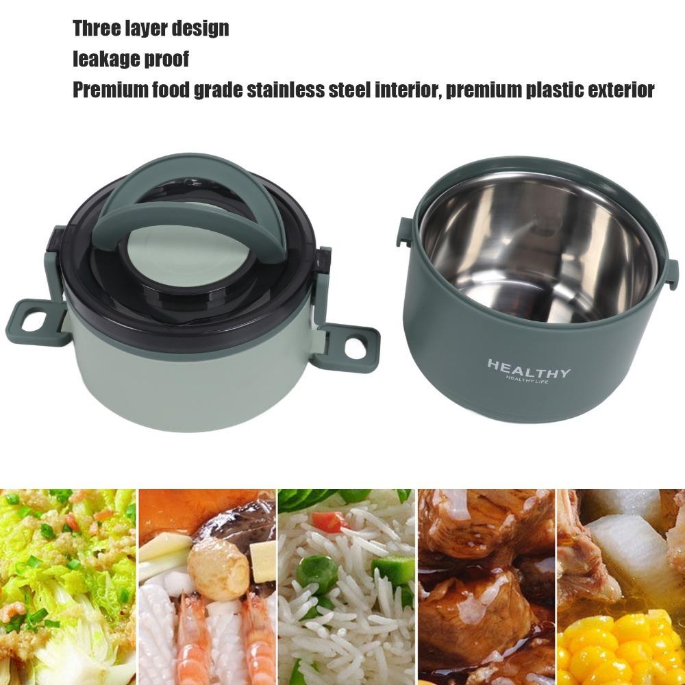 Three Layers Insulated Lunch Box 2200ml Food Jar Practical Lunch Box Cold Food Storage