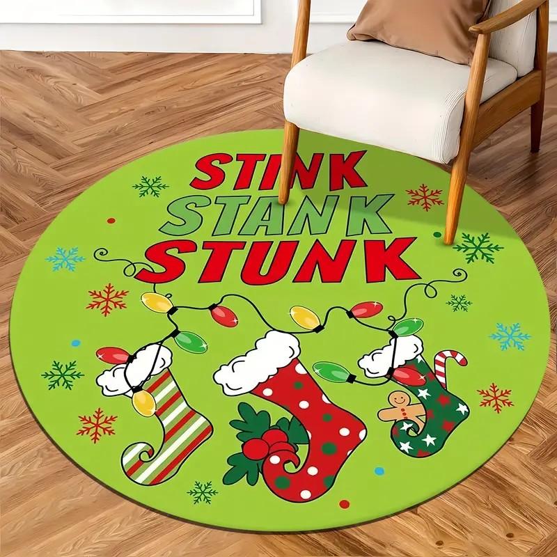 Weihnachten Weihnachtsmann Runder Bereichsteppich Rutschfest Kreismatte für Küche Schlafzimmer Wohnzimmer Innenbereich Teppich Feiertags-Heimdeko