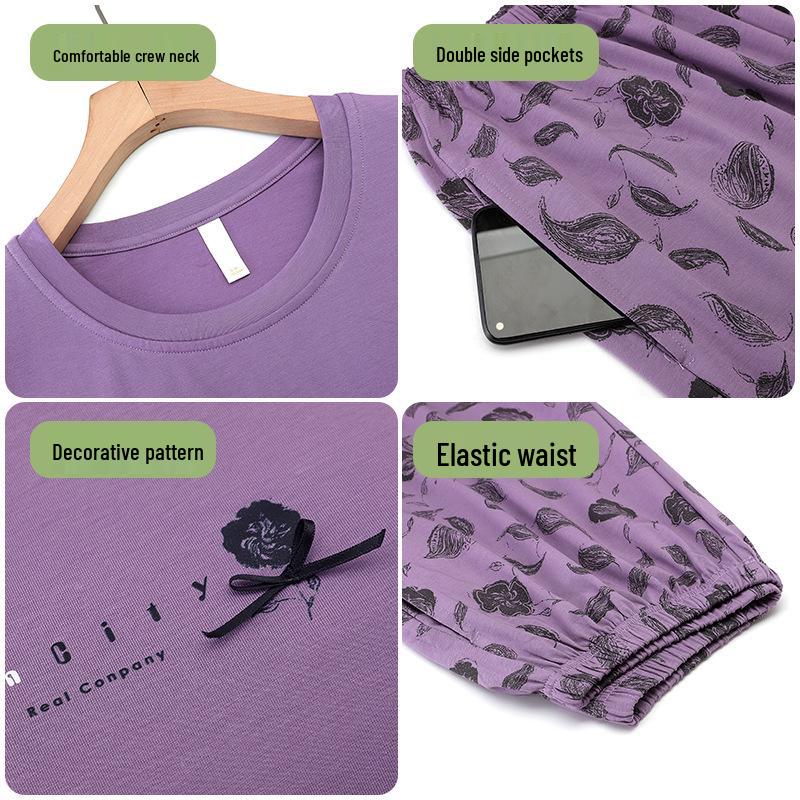 2026 Summer Women's Breathable Cotton Pajamas Set - Lightweight, Seven-Point Sleeve, Indoor/Outdoor Wear