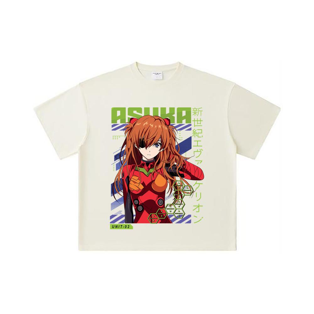 260 GSM Double Yarn 32 Count 100% Cotton Evangelion V3 Asuka Print Unisex Heavy Cotton T Shirt