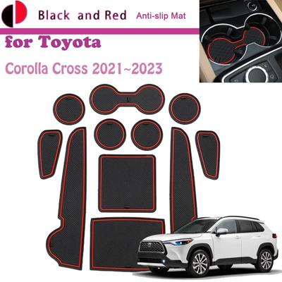 Rubber Door Groove Mat for Toyota Corolla Cross XG10    Cup Cushion Gate Slot Coaster Inner Dust-proof Sticker Pad