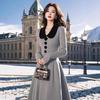 French Hepburn-Style Retro Knit Dress: Autumn/Winter 2025 Edition, Elegant High-End Design with Cinched Waist.