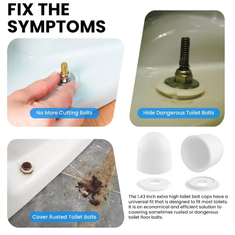 8PCS Plastic Toilet Seat Bolt Cover Caps Unsightly Fixtures For Modern Bathroom Aesthetics