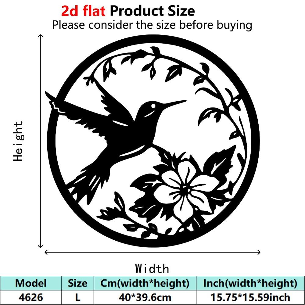 

1pc 40cm 15.75inch Abstract Hummingbird Flowers Wrought Iron Wall Sculpture, Rustic Bohemian Hanging Decor for Living Room Bedroom 40cm/15.57in