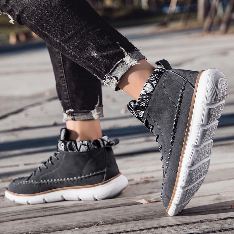 Fashion Classic Fashion Yellow Men's Work Shoes Breathable Leather Casual Shoes for Men Lace-up High-top Shoes Men Zapatos Para Hombres