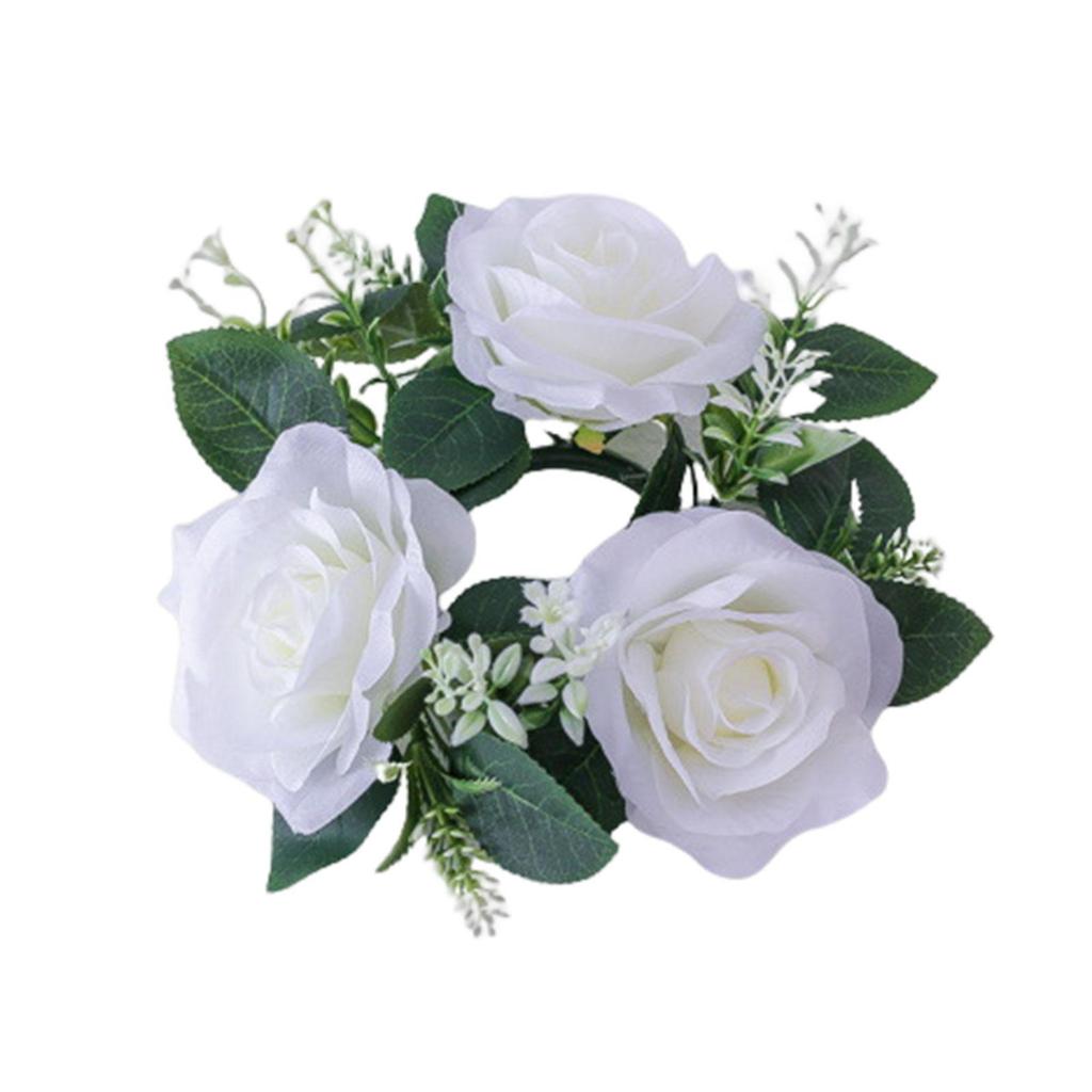 Candle Rings Wreaths Decorative 9inch Artificial Floral Flower Garland for Christmas Tabletop Wedding Thanksgiving