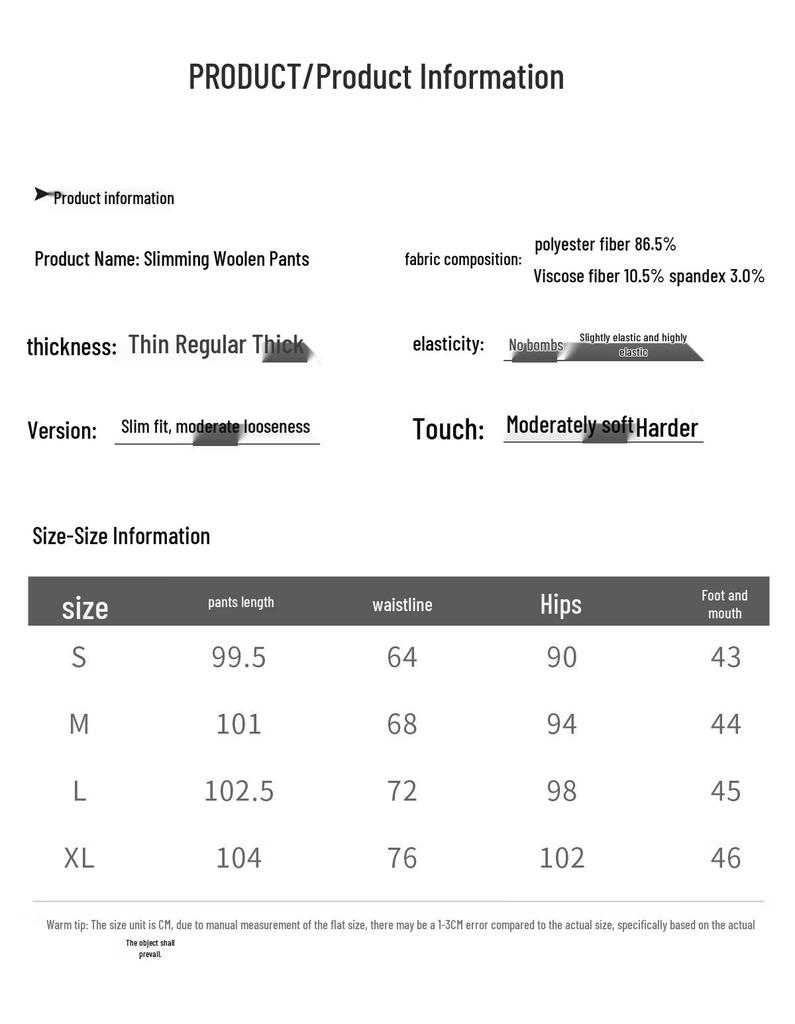 Her Enjoy Women's High-Waist Straight Wide-Leg Wool-Blend Pants