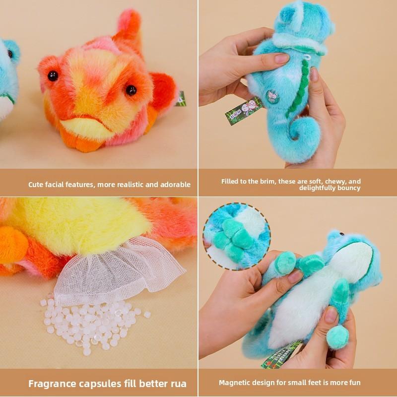 Plush Animal Keychain With Magnetic Color Changing Chameleon For Cute Gift And Decoration