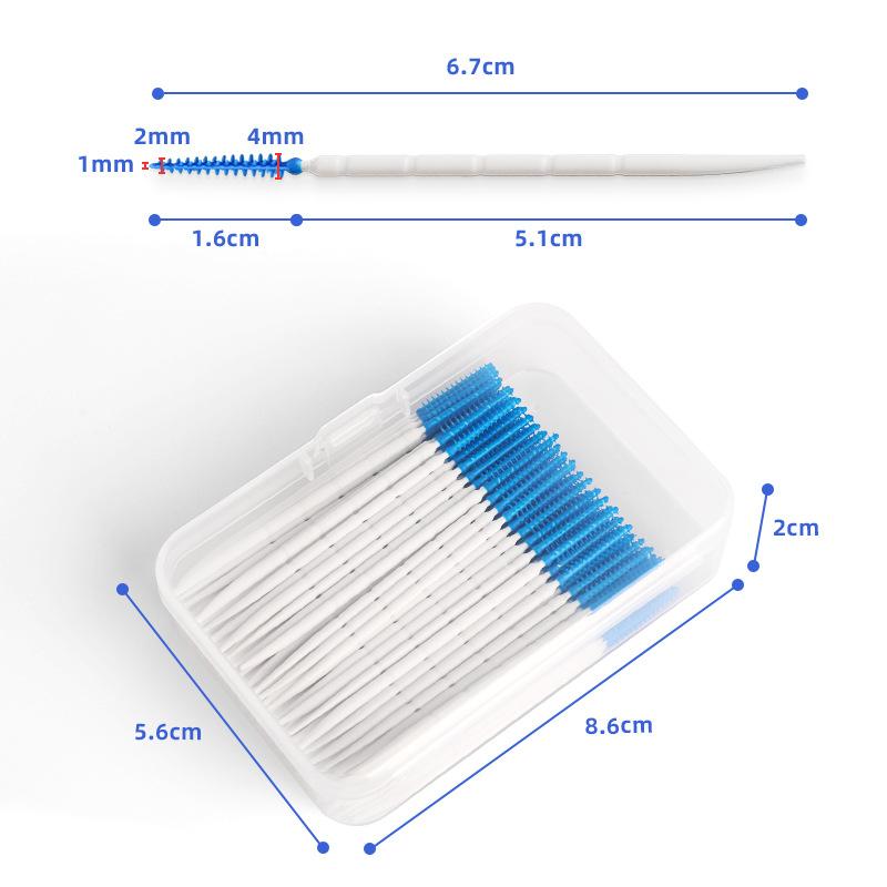 200 Pcs/Box Silicone Interdental Brushes Super Soft Dental Cleaning Brush Dental Floss Double-headed Toothpicks Oral Care Tool