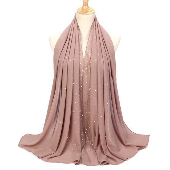 Lightweight Scarf Hot Drill Imitation Pearls Decor Headwrap Women Solid