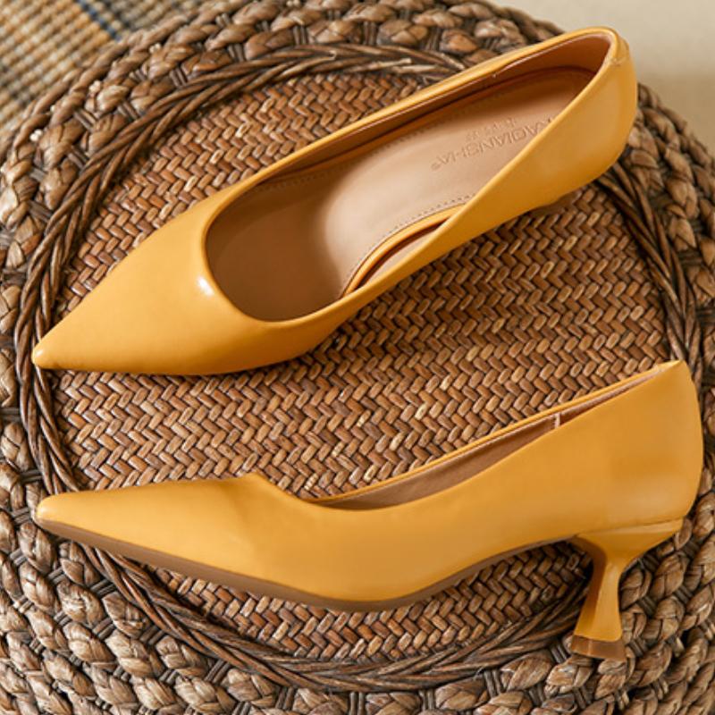 Fashion Elegant Pointed Toe Shallow High Heels Women High Quality Soft Leather Thin Heeled Slide Sandals Fashion Comfortable Dress Shoes
