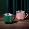 TYESO 304 Stainless Steel Thermos Cups with Handle and Clear Lid Coffee Mug Keeps Cold and Heat Portable Home Office Water Cups
