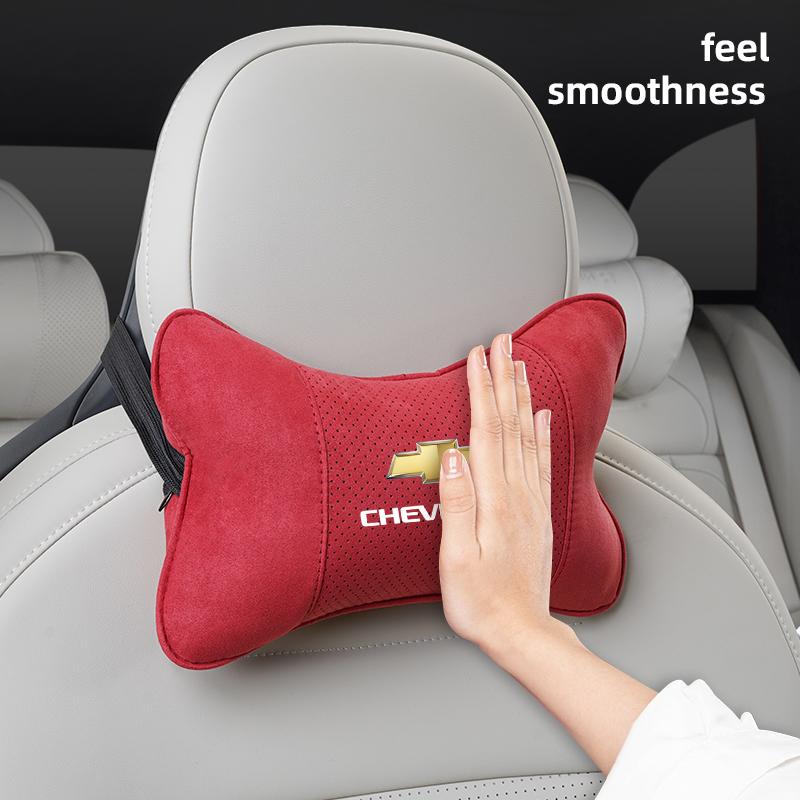 1Pcs Car Seat Headrest Auto Logo Neck Spine Protection Pillow For Chevrolet Sonic Silverado Z71 Aveo Trailblazer Bolt Spark SS