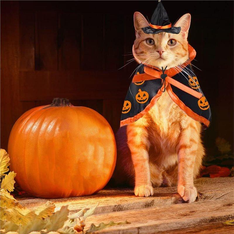 ABMH-Halloween Cat Costume Cloak Witch Hat Pet Clothes Halloween Cats Dogs Puppy Halloween Carnival Party Supplies