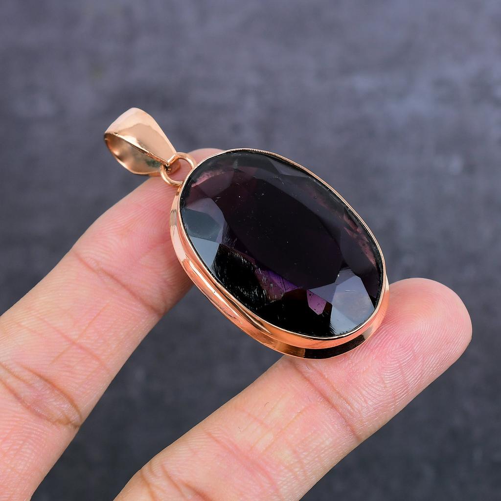 Amethyst Gemstone Handmade Copper Jewelry Pendant 2.17" k0l21
