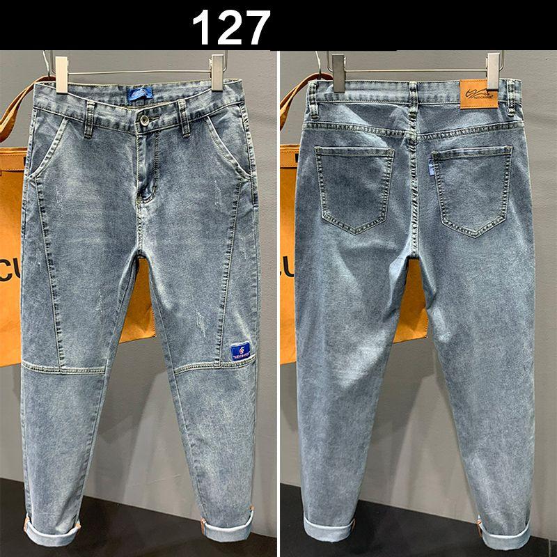 

Джинсы Harun Elastic большого размера для мужчин на весну и осень, свободные и стираные, летние тонкие, полные и толстые, большие и длинные брюки 34