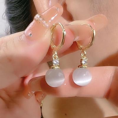 Elegant Opal Dangle Drop Earrings Fashion Rhinestone Pendant Earrings For Women Girls Luxury Jewelry