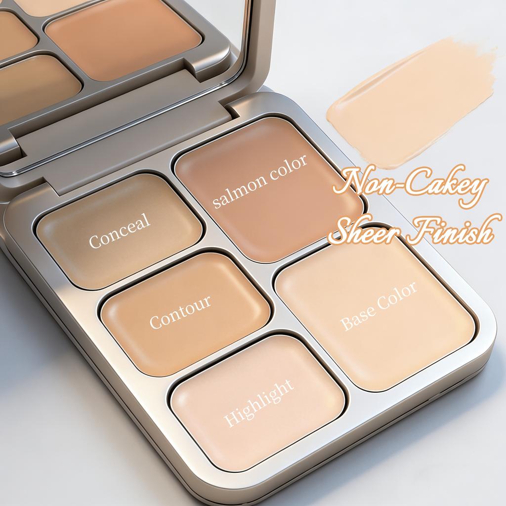 5 Color Concealer Palette, Cream Contour, Multi-use Makeup Palette for Covering Dark Circles Blemishes, Long Lasting Non-Creasing Makeup for Beginners