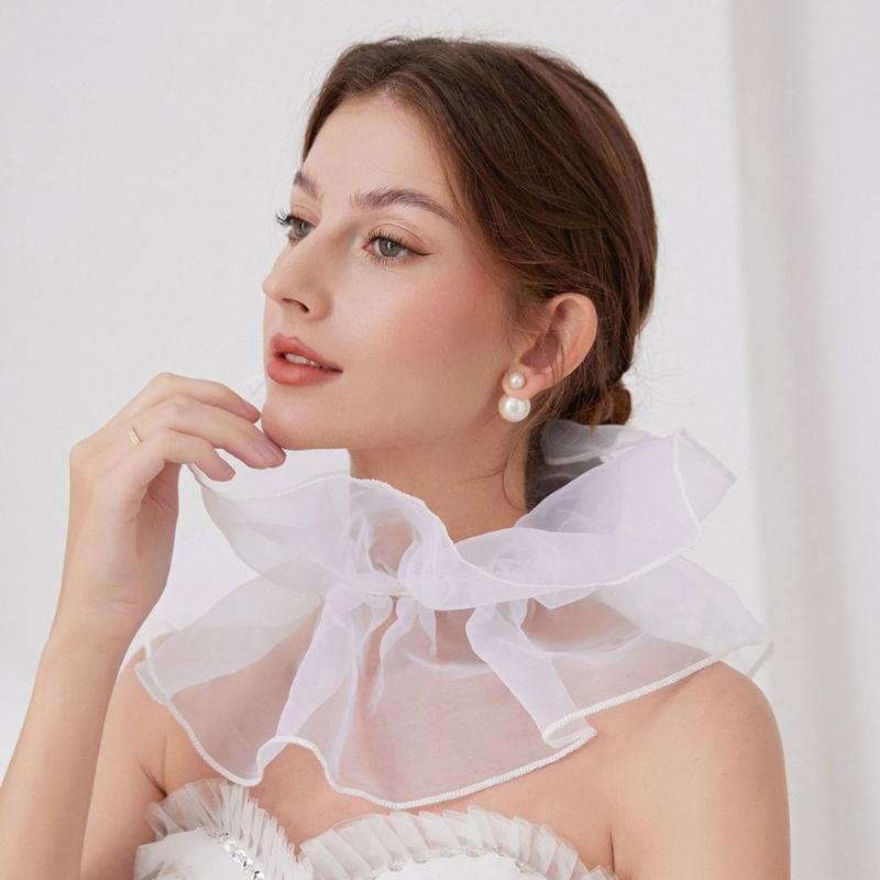 Ruff Collar Ruffled Victorian Cosplay Tie for Shirt Blouse Decorative Spread False Collar Play Costume Accessories
