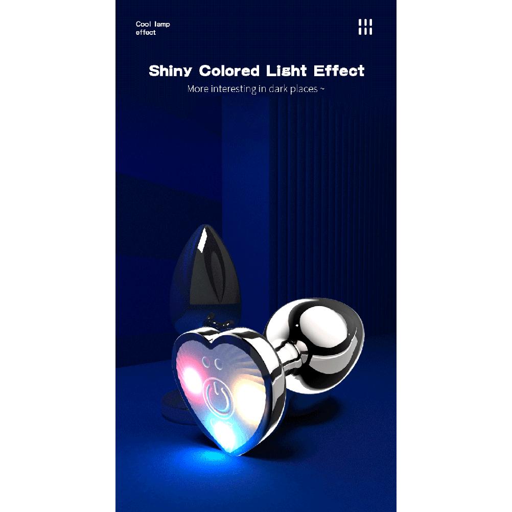 Vibrating Remote Heart-Shaped App Control Man and Woman Metal Anal Plug Adult Luminous Electric Anal Dildo Couple Intimate Toys